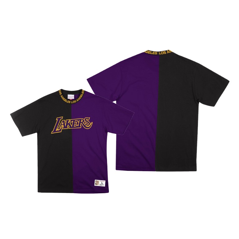 Men's Los Angeles Lakers NBA HWC Split Edition Black Purple Basketball T-Shirt NZH4483BF